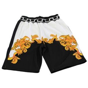 Reason Rhinestone Basketball Shorts Mens Small Gold Black White